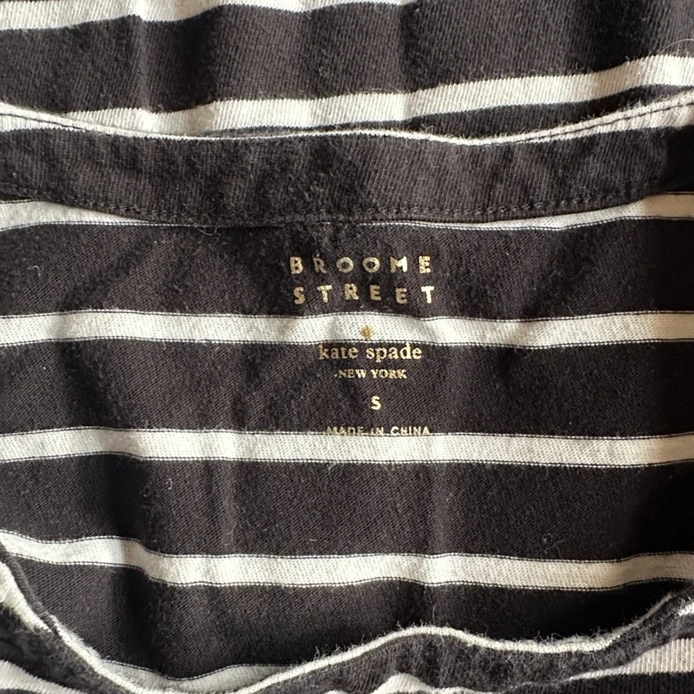 Kate Spade Broome Street Black White Stripe Three Quarter Bell Sleeves Top Small